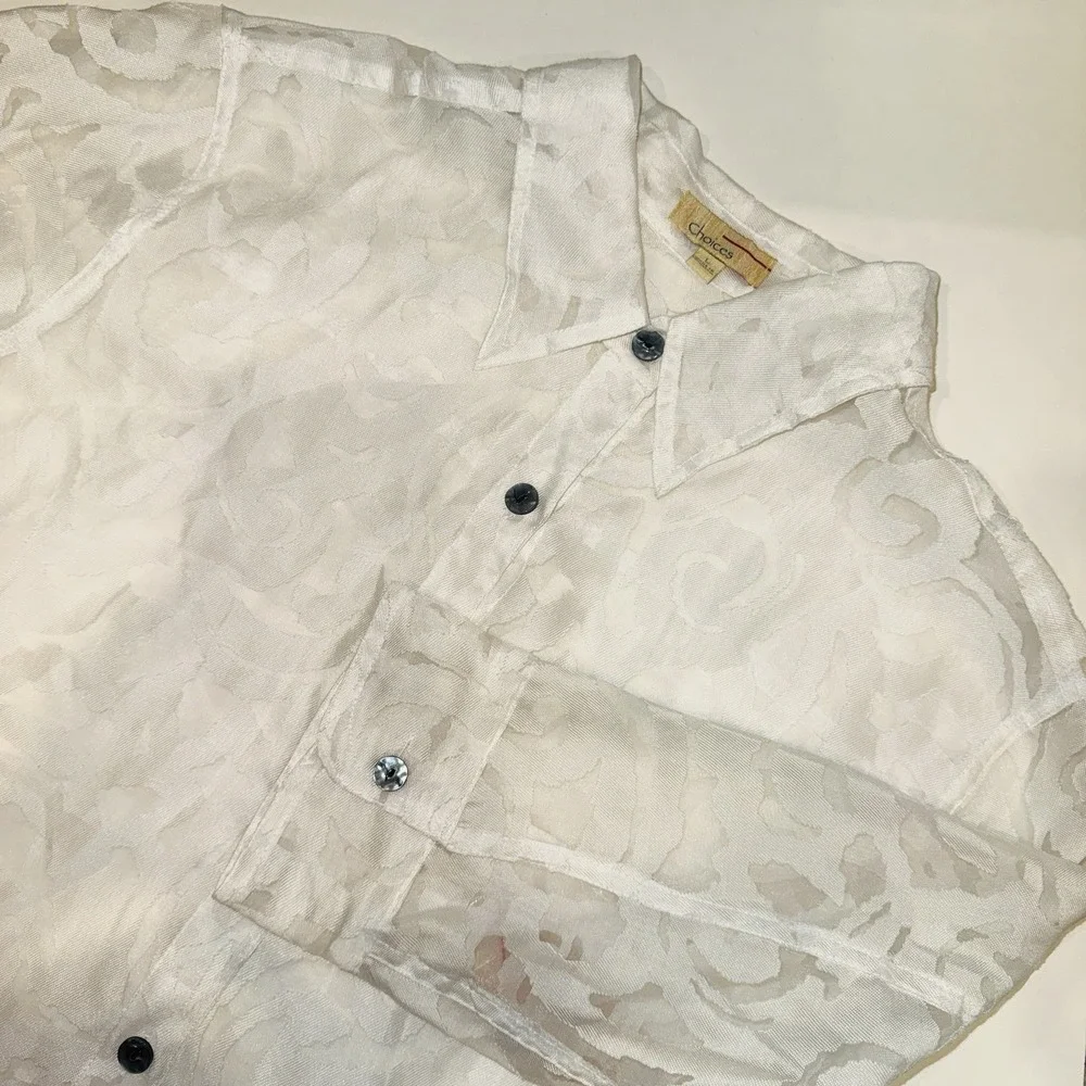 Vtg 90s NWT Choices Sheer Burnout Floral Blouse L Whimsigoth Cottagecore - Picture 8 of 8